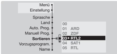 PHILIPS 29PT8509 - Sortieren der Programme - 1