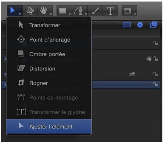 Transformer Point d'ancrage Ombre portée Distorsion Rogner Points de montage Transformer le glyphe Ajuster l'élément