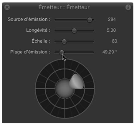 Émetteur : Émetteur Source d'émission : 284 Longévité : 5,00 Échelle : 83 Plage d'émission : 49,29 °