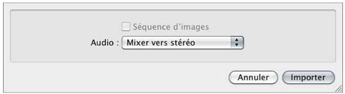 Séquence d'images Audio : Mixer vers stéréo Annuler Importer