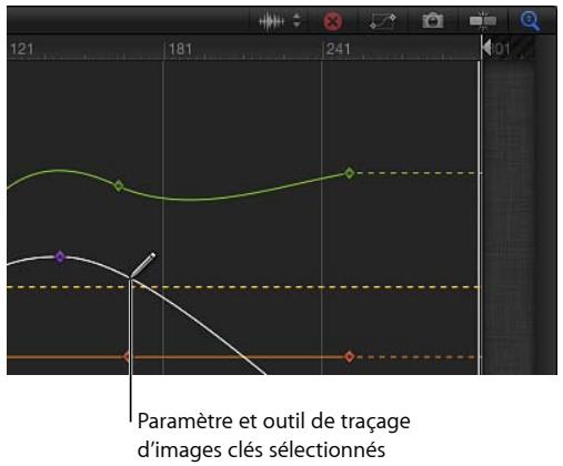 121 181 241 Paramètre et outil de traçage d'images clés sélectionnés