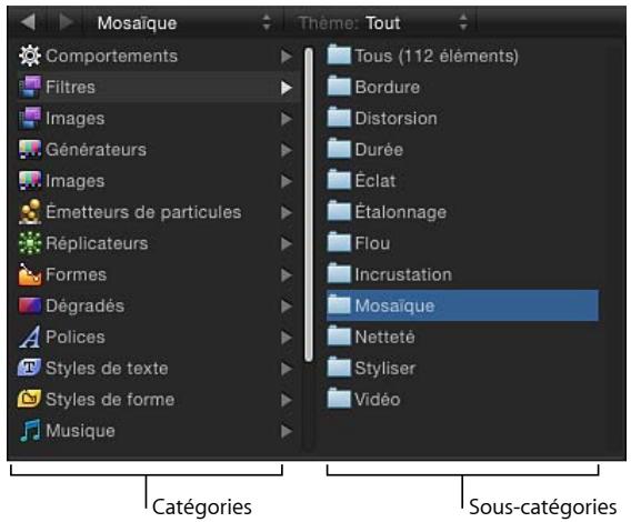 Mosaic Thème: Tout Comportements Filtres Images Générateurs Images Émetteurs de particules Replicateurs Formes Dégradés Polices Styles de texte Styles de forme Musique Tous (112 éléments) Bordure Distorsion Durée Éclat Étalonnage Flou Incrustation Mosaïque Netteté Styliser Vidéo Catégories Sous-catégories