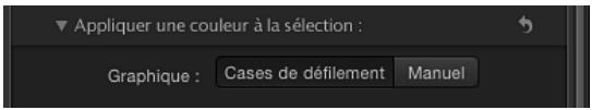 Appliquer une couleur à la sélection : Graphique : Cases de défilement Manuel