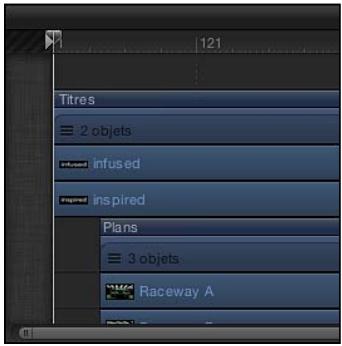Titres ≡ 2 objets infused infused planned inspired Plans ≡ 3 objets Raceway A