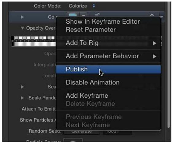 Color Mode: Colorize Show In Keyframe Editor Reset Parameter Add To Rig Add Parameter Behavior Publish Disable Animation Add Keyframe Delete Keyframe Previous Keyframe Next Keyframe