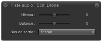 Piste audio : Scifi Drone Niveau : 0 Balance : 0 Bus de sortie : Stéréo