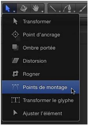 Transformer Point d'ancrage Ombre portée Distorsion Rogner Points de montage Transformer le glyphe Ajuster l'élément