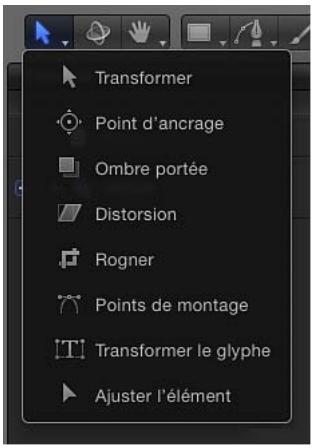 Transformer Point d'ancrage Ombre portée Distorsion Rogner Points de montage T1 Transformer le glyphe Ajuster l'élément
