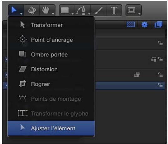 Transformer Point d'ancrage Ombre portée Distorsion Rogner Points de montage Transformer le glyphe Ajuster l'élément