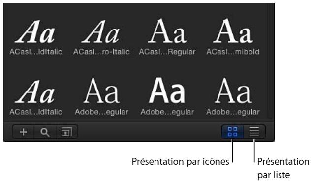 Aa ACasl...IdItalic Aa ACasl...ro-Italic Aa ACasl...Regular Aa ACasl...mibold Aa ACasl...IdItalic Aa Adobe...egular Aa Adobe...egular Aa Adobe...egular + + [ ] Présentation par icônes Présentation par liste
