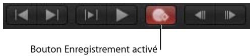 Bouton Enregistrement activé