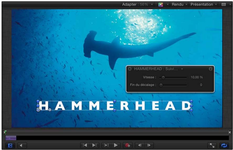 Adapter : 56% Rendu Présentation HAMMERHEAD : Suivi... Vitesse : 10.00 % Fin du décalage : 0 HAMMERHEAD