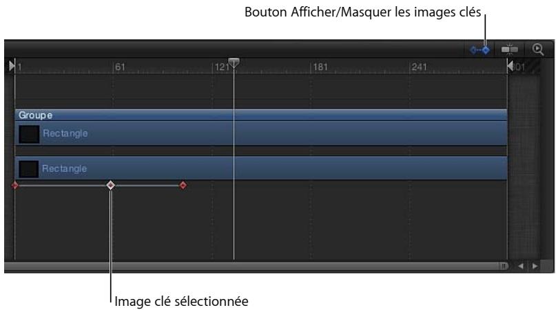 Bouton Afficher/Masquer les images clés Groupe Rectangle Rectangle Image clé sélectionnée