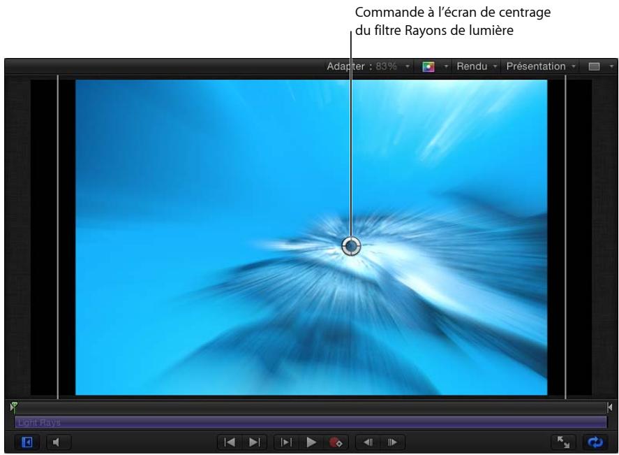 Commande à l'écran de centrage du filtre Rayons de lumière Adapter : 83% Rendu Présentation Light Rays