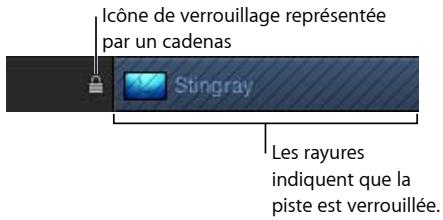 Icône de verrouillage représentée par un cadenas Stingray Les rayures indiquent que la piste est verrouillée.