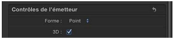 Contrôles de l'émetteur Forme : Point 3D : ✓
