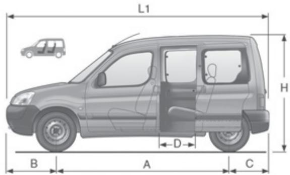 PEUGEOT PARTNER FOURGON 2011 - Dimensions extérieures (en MM) - 3