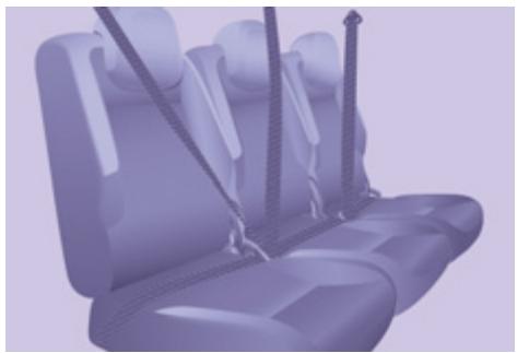 PEUGEOT PARTNER TEPEE 2010 - Ceintures aux places arrirée (5 places) - 1