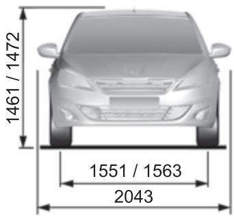 PEUGEOT 308 2 2015 - Dimensions (en mm) - 1