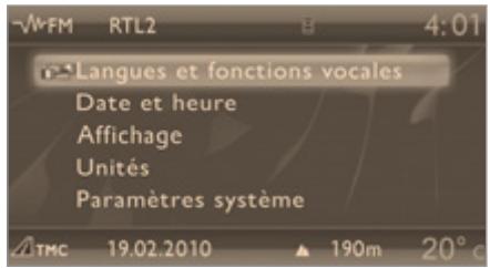 PEUGEOT 308 CC RESTYLISE 2011 - Menu «SETUP» - 1