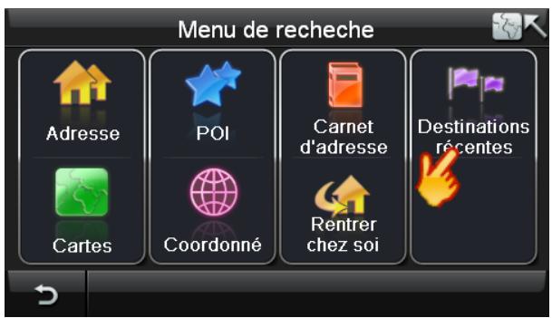 TOMTOM NAVIGATOR 6 - S déjectionner une destination parmi les Destinations récentes - 1