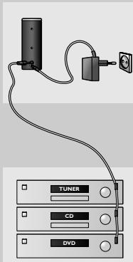 Diagram showing connections between a CD and DVD audio equipment via a cable, with a switch connected to a black device.