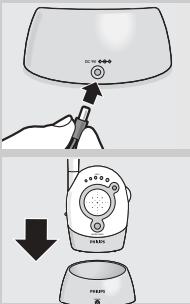 Diagram showing a hand operating a device with a switch and a downward arrow indicating process flow.