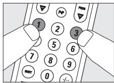 PHILIPS SRU530 - Manuel indstilling af fjernbetjeningen - 3