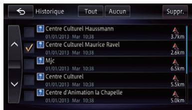 PIONEER AVIC-F950BT - Suppression de l'histoire des destinations de la liste - 2