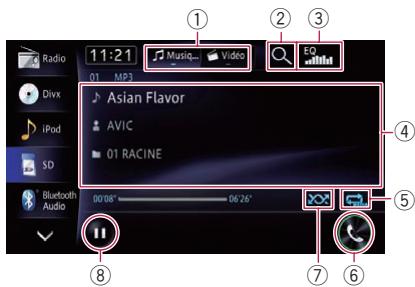 PIONEER AVIC-F950BT - Utilisation des touches de l'écran tactile (Mus.) - 1