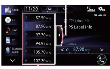 PIONEER AVIC-F950BT - Affiche les canaux préregles - 1