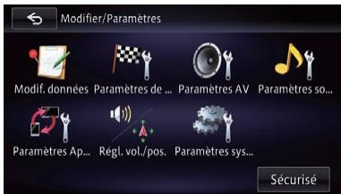 PIONEER AVIC-F950BT - Menu Modifier/Paramètres - 1