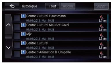 PIONEER AVIC-F950BT - Suppression de l'histoire des destinations de la liste - 1