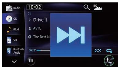 PIONEER AVIC-F950BT - Tout en touchant l'écran, faites glisser voitre doigt en direction de la fonction que vous souhaitez executer et relâchez. - 3