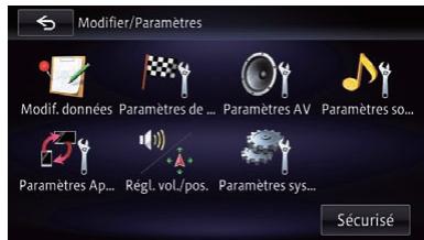 PIONEER AVIC-F950BT - Affichage de l'écran pour les paramètres système - 1