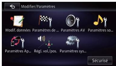PIONEER AVIC-F950BT - Affichage de l'écran des réglages de fonction de navigation - 1