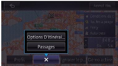 PIONEER AVIC-F950BT - Touchez [Options], fais touchez [Passages]. - 1