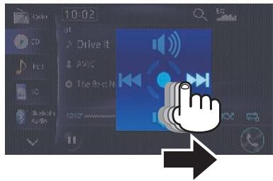 PIONEER AVIC-F950BT - Tout en touchant l'écran, faites glisser voitre doigt en direction de la fonction que vous souhaitez executer et relâchez. - 1