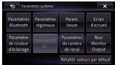 PIONEER AVIC-F950BT - Affichage de l'écran pour les paramètres système - 2