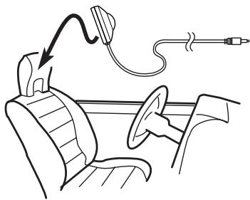 PIONEER AVIC-F950BT - Fixez le microphone pour la mesure acoustique (vendu séparément) au centre de l'appuie-tête du conducteur, en le dirigeant vers l'avant. - 1