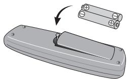 PIONEER DV-2242 - Einlagen der Batterien in die Fernbedienung - 1