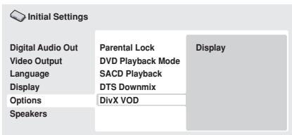 PIONEER DV-600 AV - Uw DivX VOD-registrycode weergeven - 1