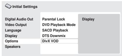PIONEER DV-600 AV - Visualización del número de registrar DivX VOD - 1