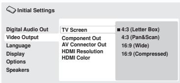 PIONEER DV-600 AV - Wahlen Sie "TV Screen" im Menu "Video Output". - 1