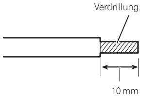 PIONEER GM-D8604 - Verwenden Sie eine Drahtzange oder ein Universalmesser, um circa 10mm der Enden des Batterie-, Erdungs- und Systemfernsteuerungskabels freizulegen und verdrillen Sie dann die freigelegten Drähte. - 1