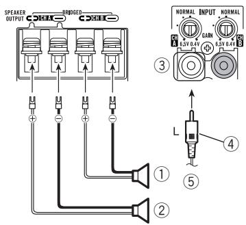 PIONEER PRS-D800 - One-channel input (Mono) When connecting two speakers (front left and rear left) - 1