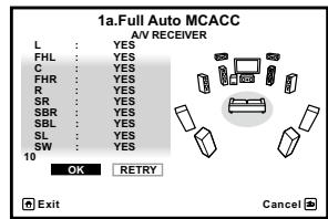 PIONEER SC-LX56 - Attende la fin des tonalités de test, puis confirmez la configuration des enceintes sur l'écran GUI. - 2