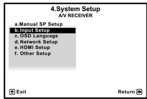 PIONEER SC-LX56 - Le menu Input Setup - 1