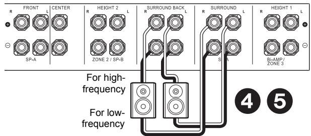 PIONEER SC-LX701B, SC-LX701 - Connections with Bi-Amping speakers - 3