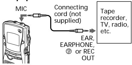 SONY ICD-MS1 - Recording with an External Microphone or Other Equipment - 2
